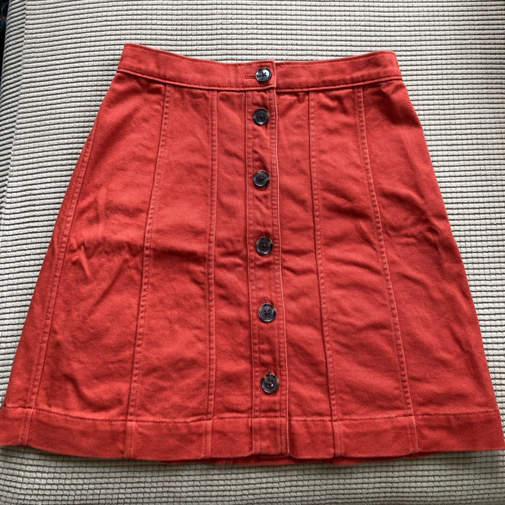 Button Front Twill Mini Skirt (Banana Republic Factory)